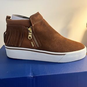 New in Box Ked’s Copper Zip Fringe Suede Bootie